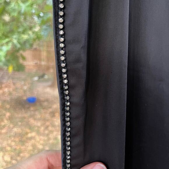 Express Women's Black Vintage Sateen Pants Rhinestones 1990's Y2K Era Size 9/10 - Picture 5 of 10